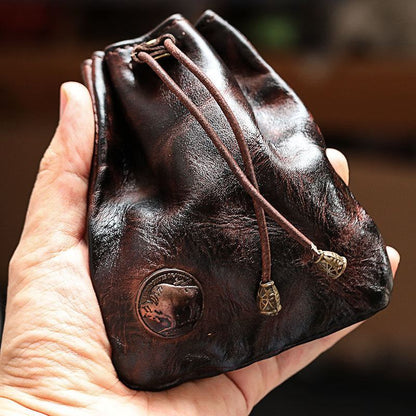 Women's Wallet – Genuine Leather, Genuine Leather Coin Drawstring Pouch – detail view 11