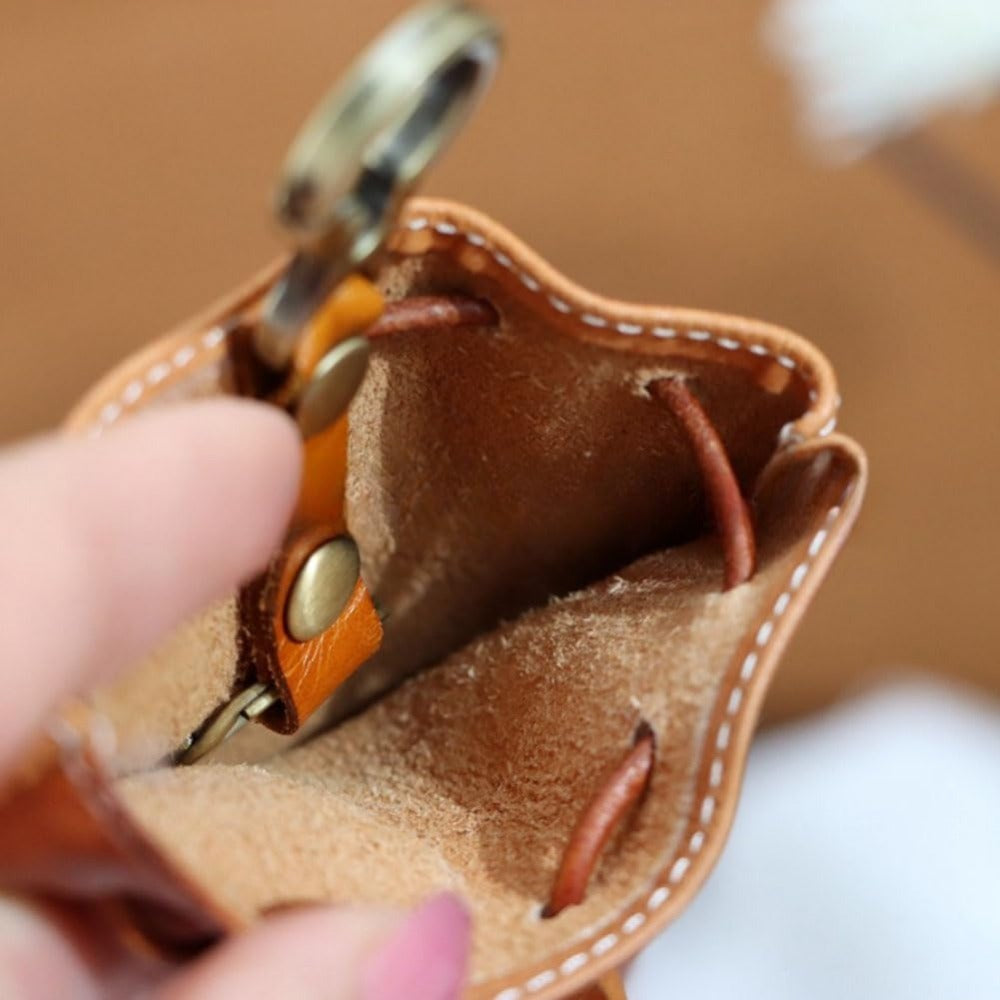 Women's Wallet – Genuine Leather, Genuine Leather Coin Drawstring Pouch – detail view 9