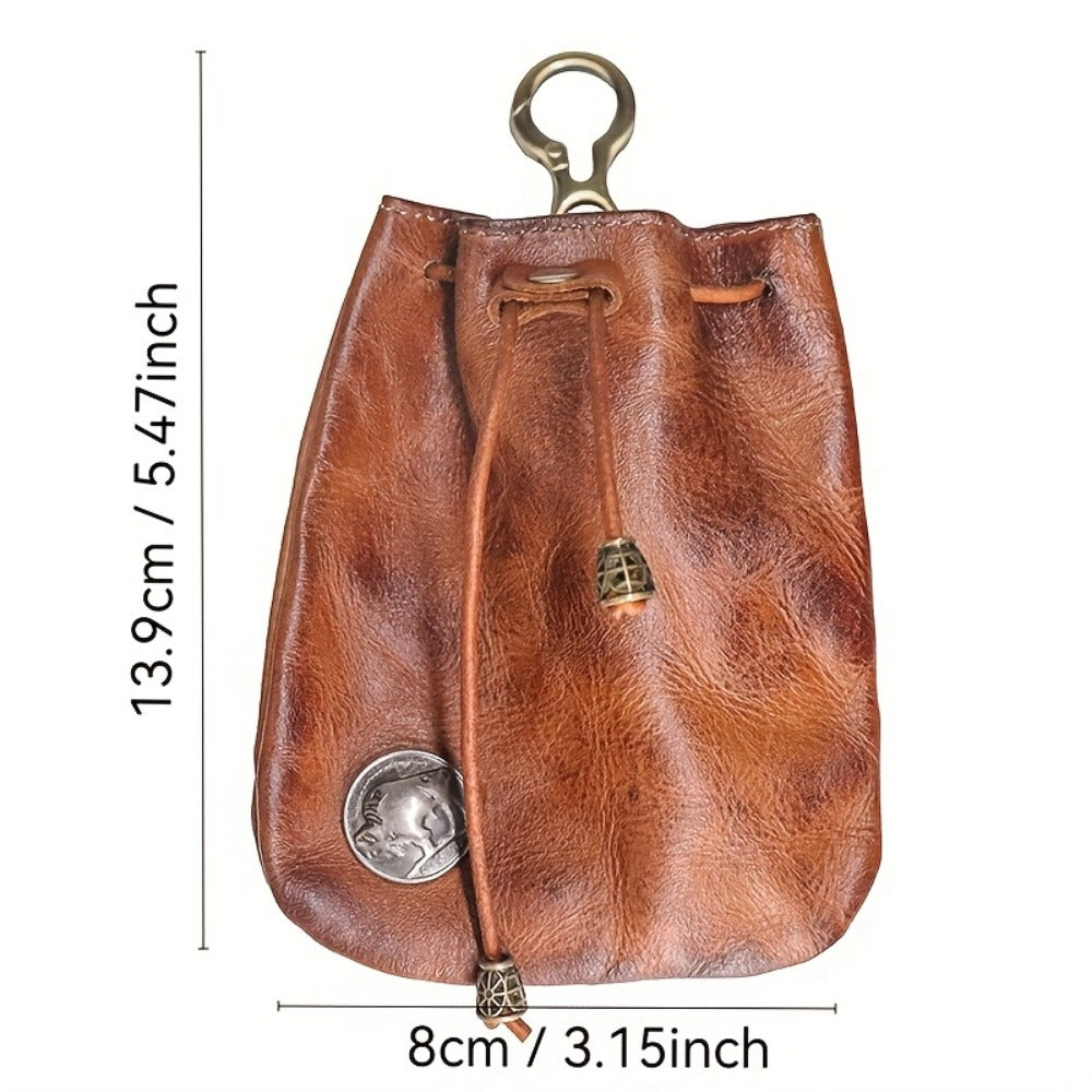 Women's Wallet – Genuine Leather, Genuine Leather Coin Drawstring Pouch – detail view 2