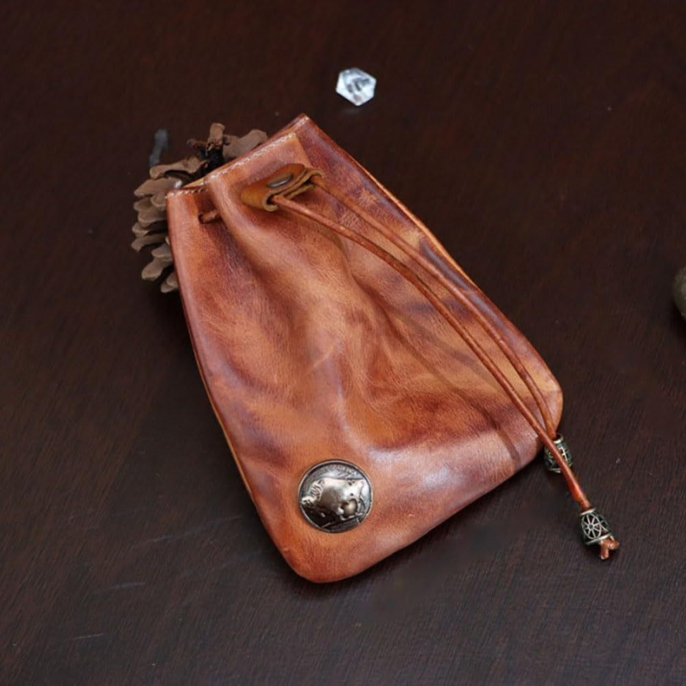 Women's Wallet – Genuine Leather, Genuine Leather Coin Drawstring Pouch – detail view 6