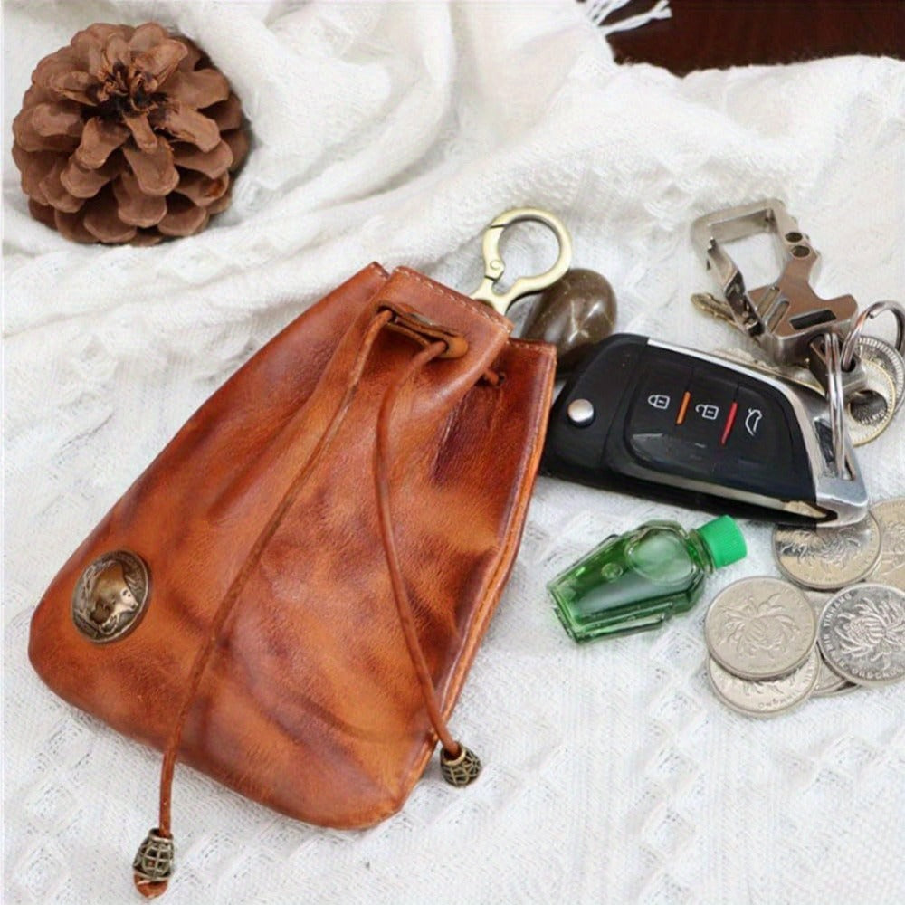 Women's Wallet – Genuine Leather, Genuine Leather Coin Drawstring Pouch – detail view 7