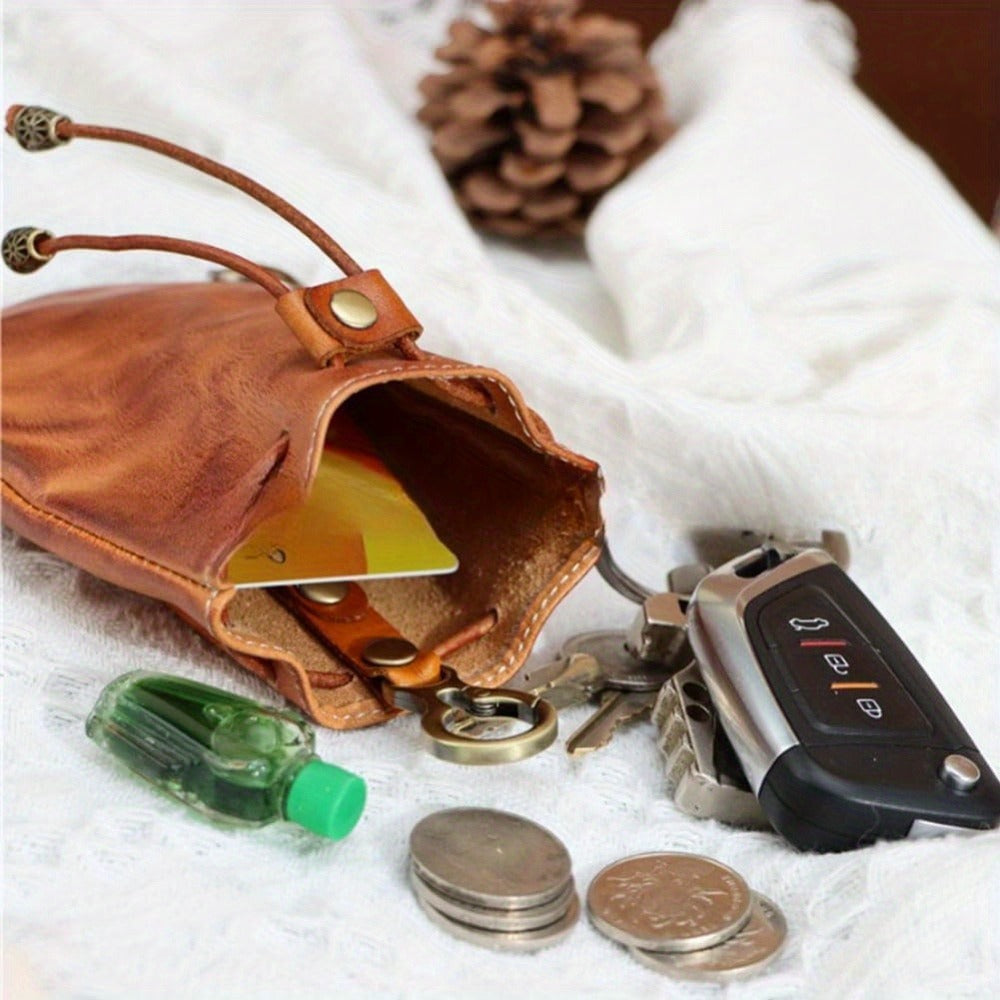 Women's Wallet – Genuine Leather, Genuine Leather Coin Drawstring Pouch – detail view 8