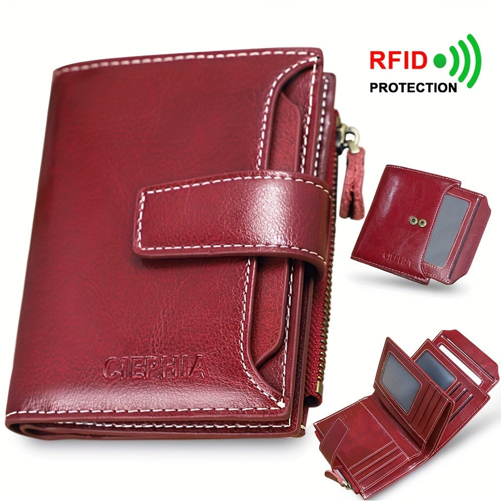 Women's Wallet – Genuine Leather, RFID Blocking – front view
