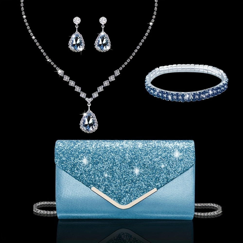 Women's Wallet – Glamorous Sequin Party Clutch Set – front view