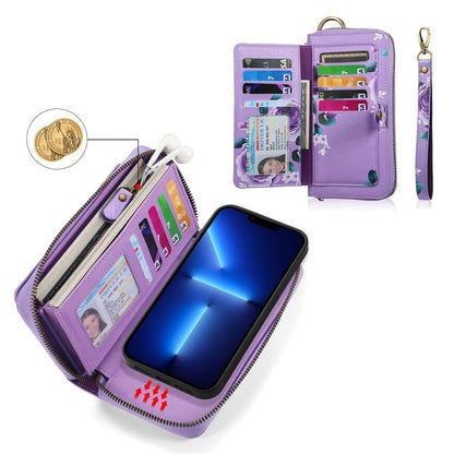 Women's Wallet – Large Capacity, Floral Faux Leather Zipper Large – detail view 11