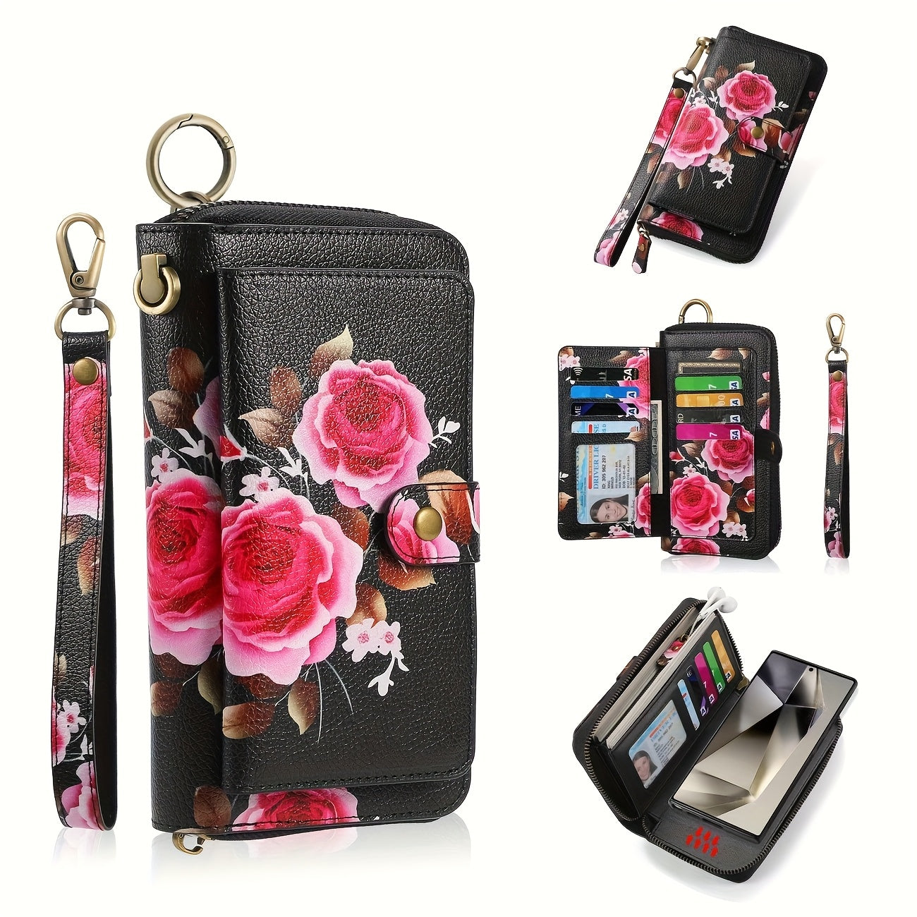 Women's Wallet – Large Capacity, Flower Pattern Long Clutch Large – detail view 14