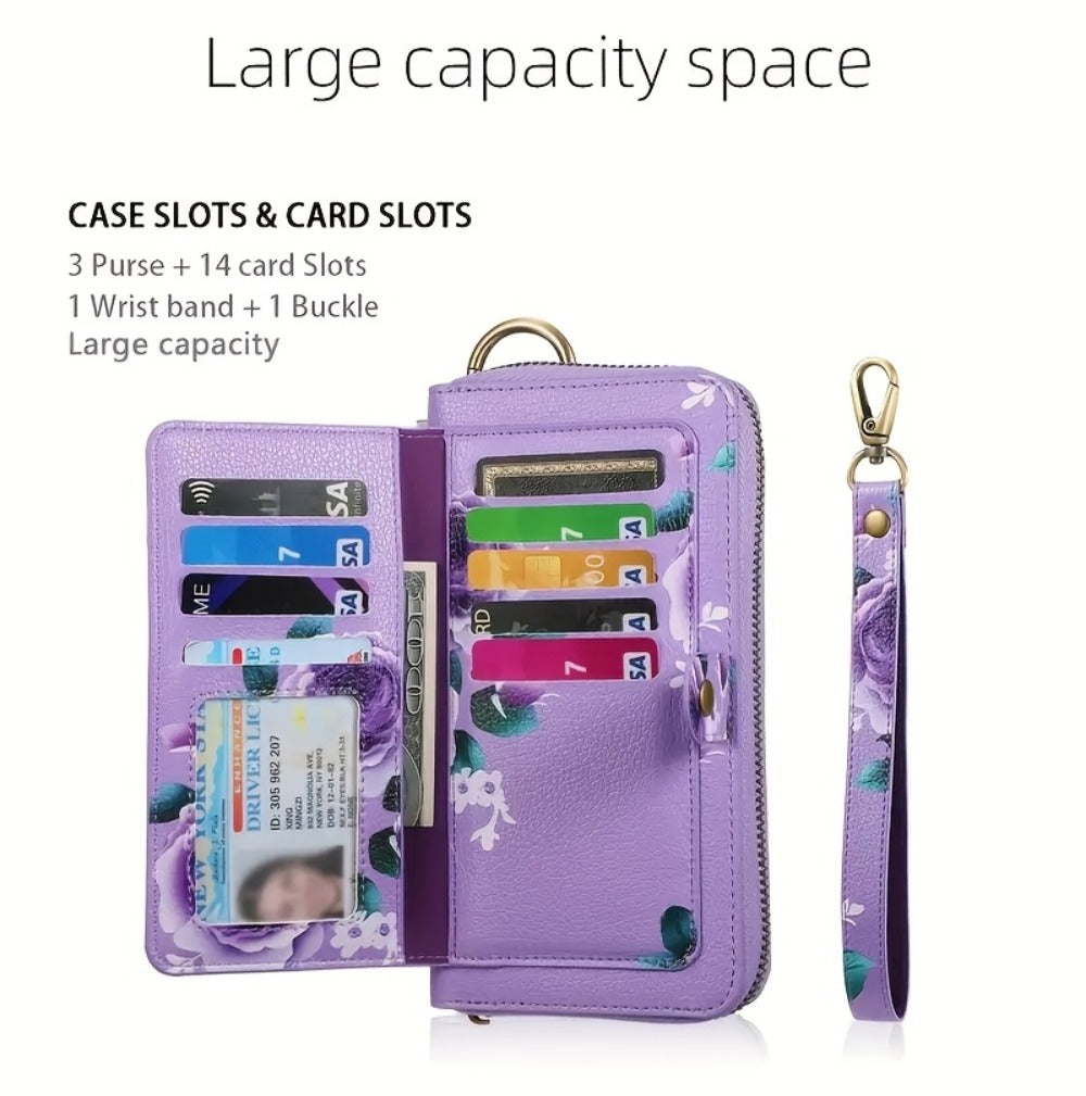 Women's Wallet – Large Capacity, Flower Pattern Long Clutch Large – detail view 12