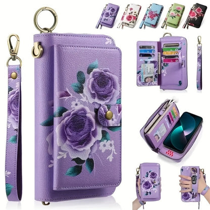 Women's Wallet – Large Capacity, Flower Pattern Long Clutch Large – front view