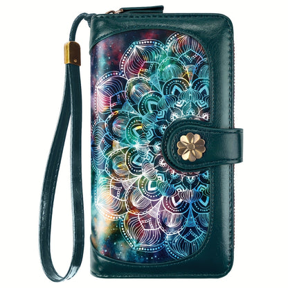 Women's Wallet – Large Capacity, Mandala Print Zipper Large Capacity – front view - product view 12