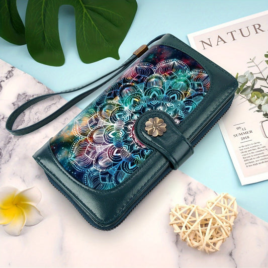 Women's Wallet – Large Capacity, Mandala Print Zipper Large Capacity – front view