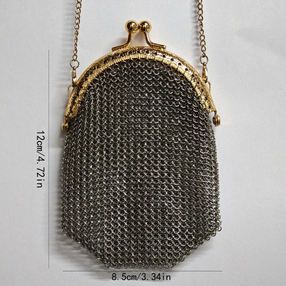 Women's Wallet – Mini, Metal Mesh Coin Chain Strap – detail view 4