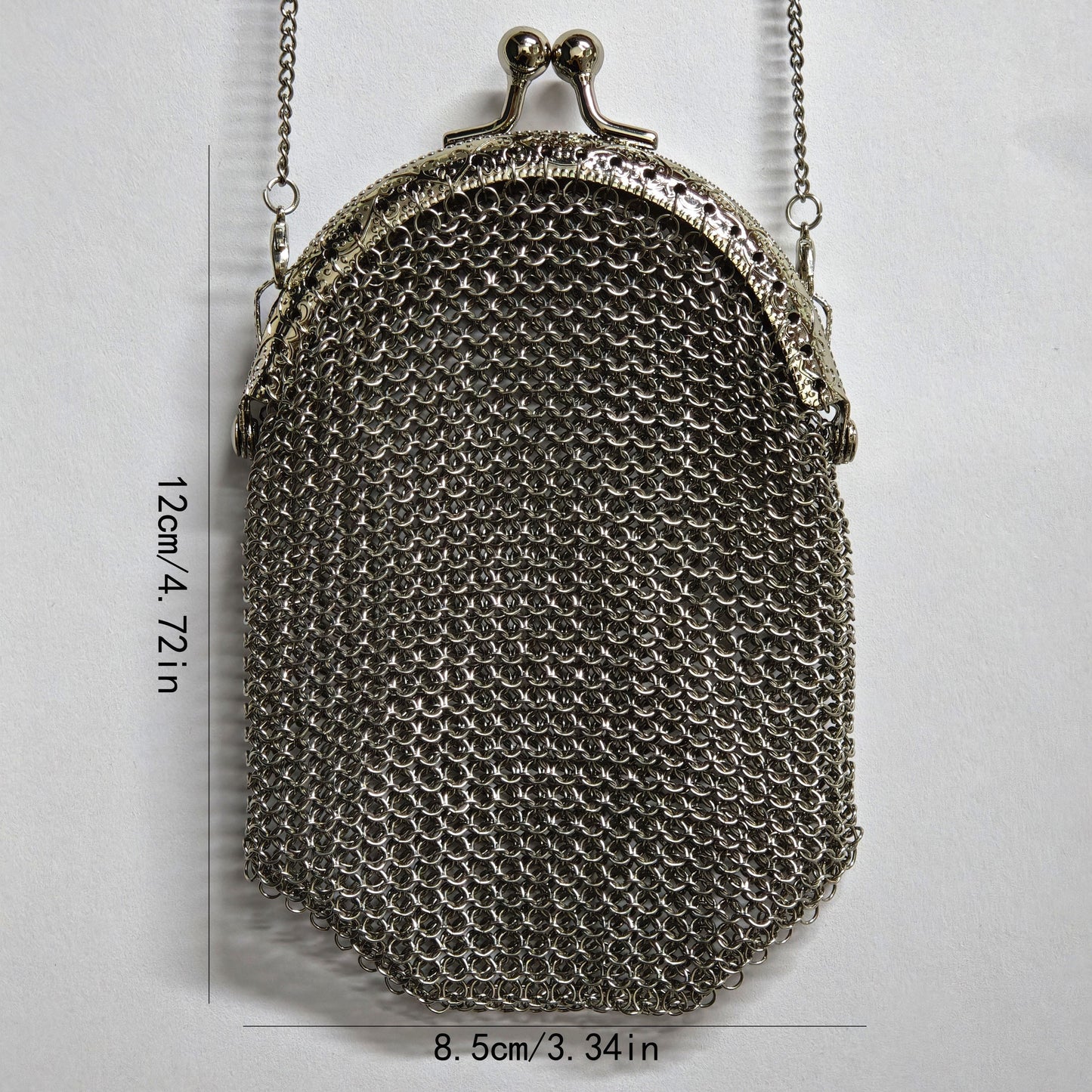 Women's Wallet – Mini, Metal Mesh Coin Chain Strap – alternate view