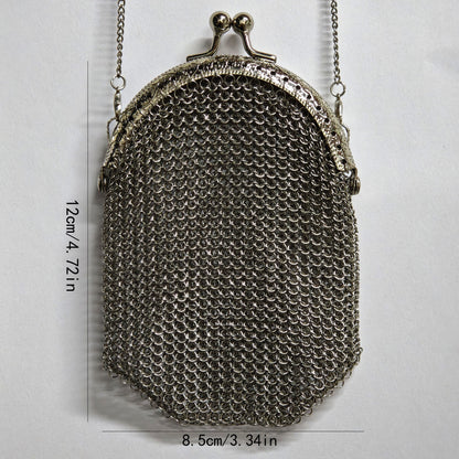 Women's Wallet – Mini, Metal Mesh Coin Chain Strap – alternate view