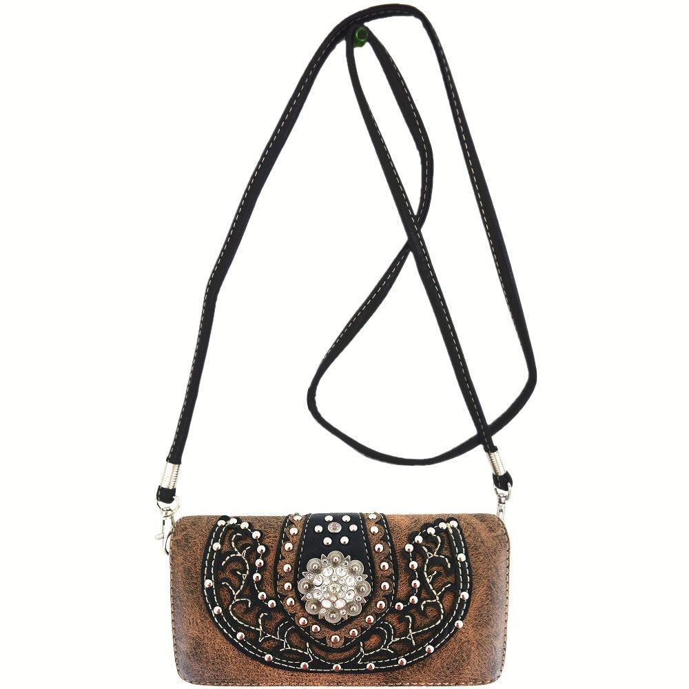 Women's Wallet – Multi-Pocket, Western Cowgirl Rhinestone Studded Set – detail view 12