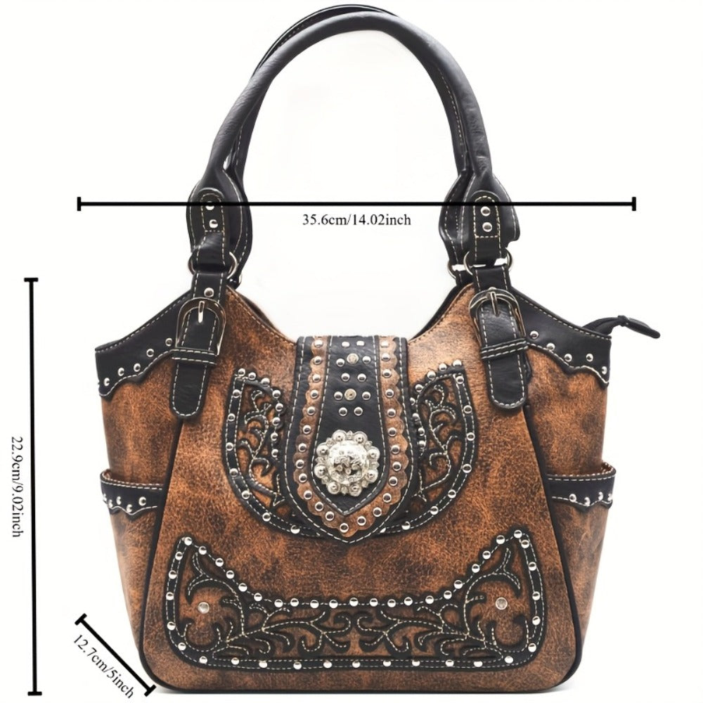 Women's Wallet – Multi-Pocket, Western Cowgirl Rhinestone Studded Set – detail view 3