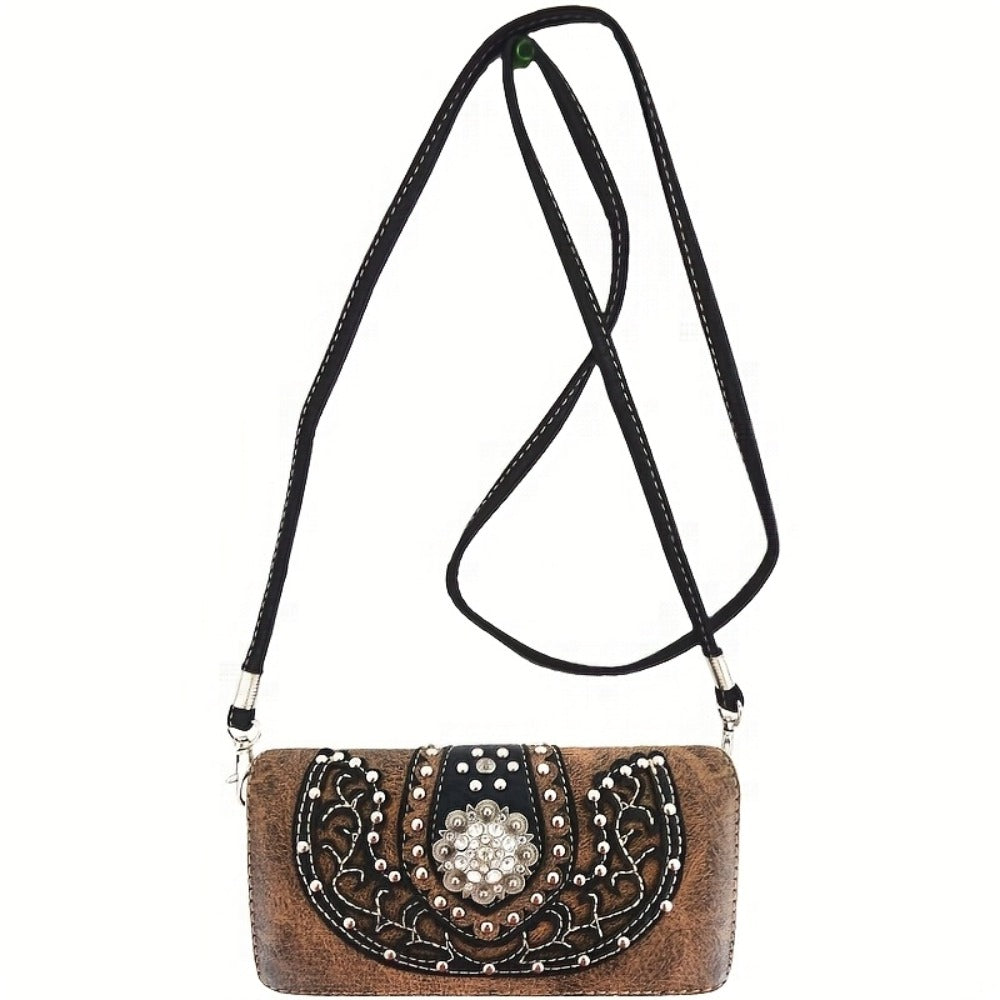 Women's Wallet – Multi-Pocket, Western Cowgirl Rhinestone Studded Set – detail view 5