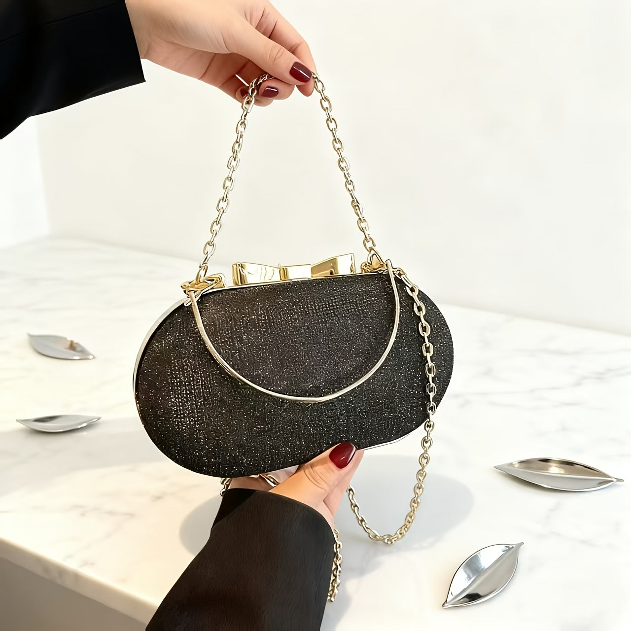 Women's Wallet – Oval Glitter Evening Clutch Sparkly – detail view 2