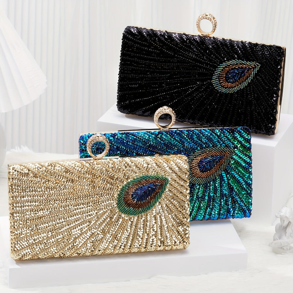 Women's Wallet – Peacock Feather Evening Clutch Vintage – detail view 10