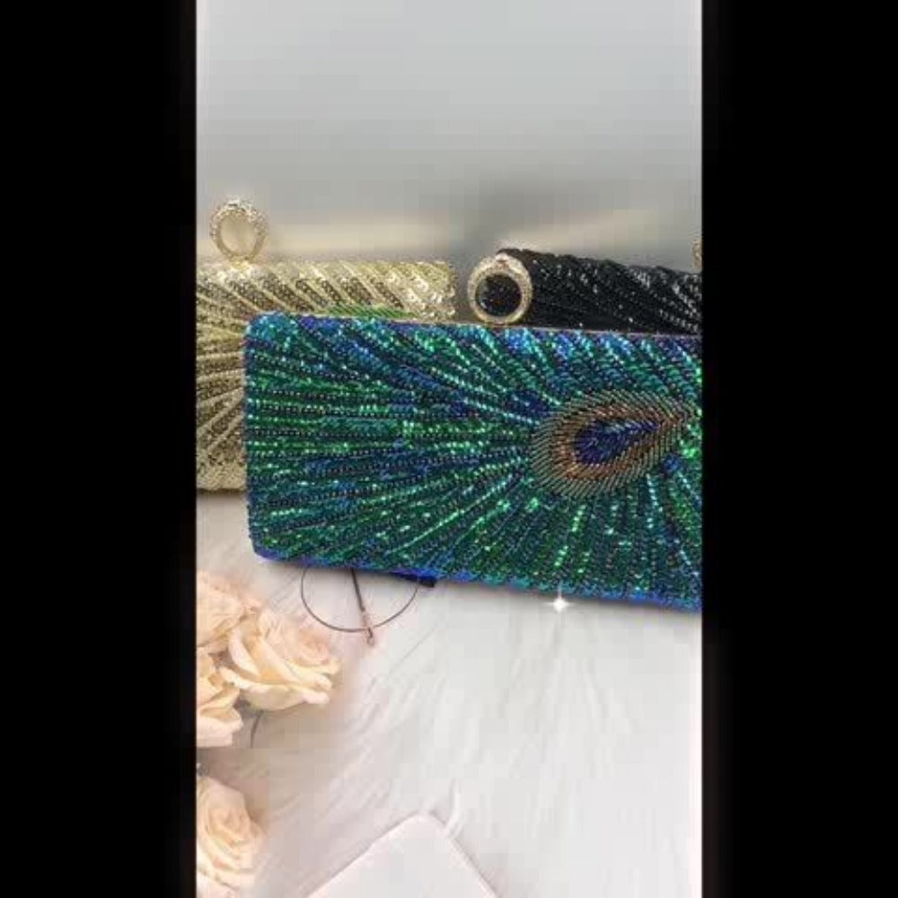 Women's Wallet – Peacock Feather Evening Clutch Vintage – detail view 11