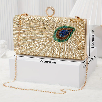 Women's Wallet – Peacock Feather Evening Clutch Vintage – detail view 5
