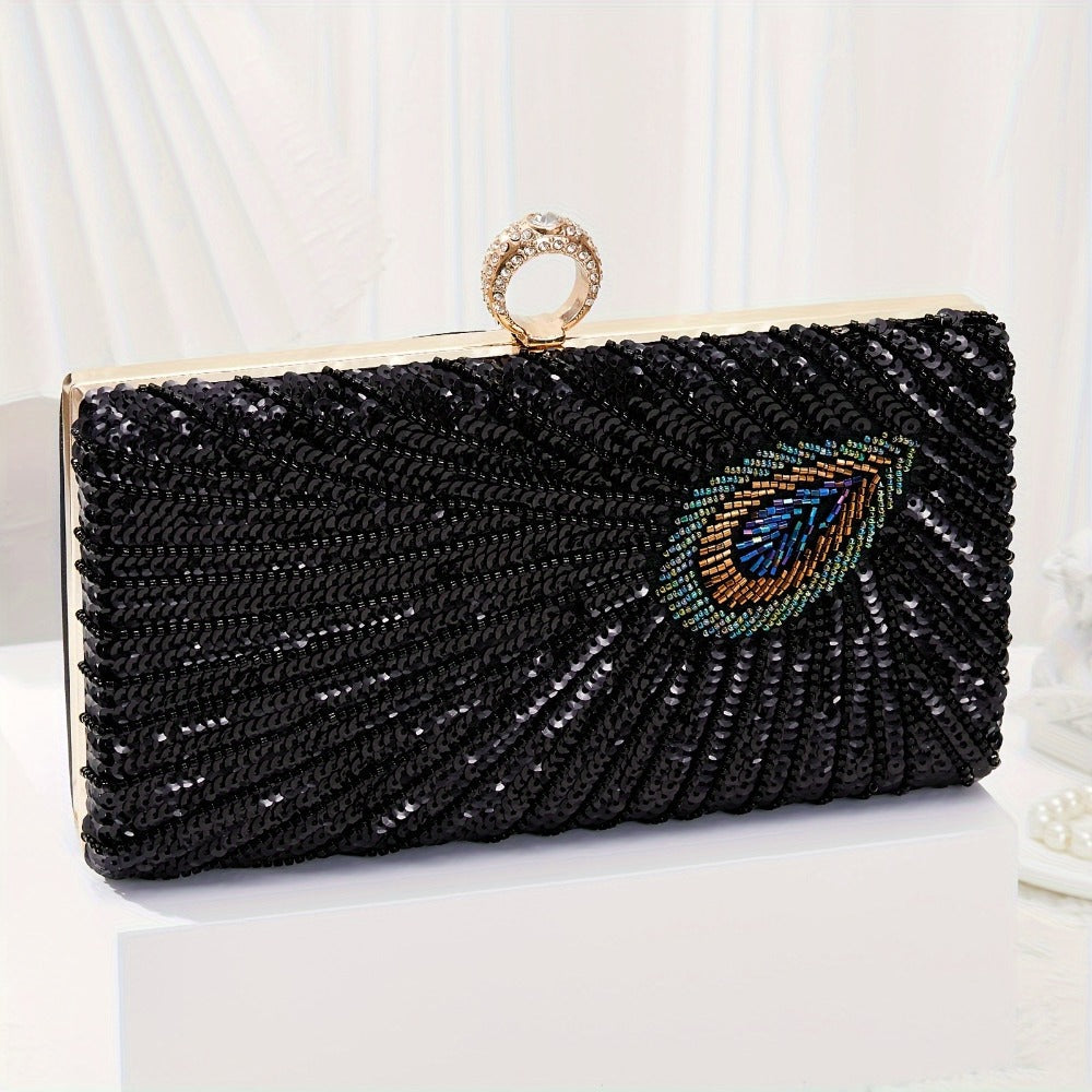 Women's Wallet – Peacock Feather Evening Clutch Vintage – detail view 6
