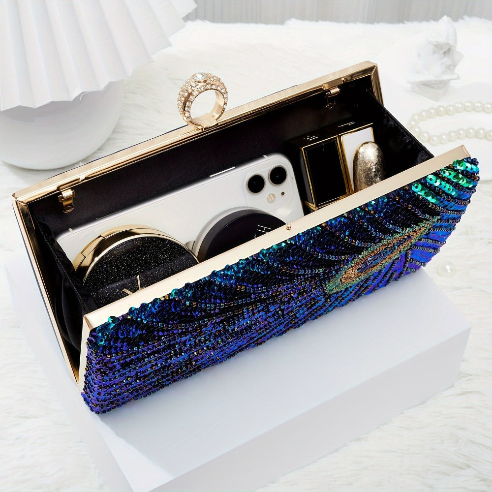 Women's Wallet – Peacock Feather Evening Clutch Vintage – detail view 7