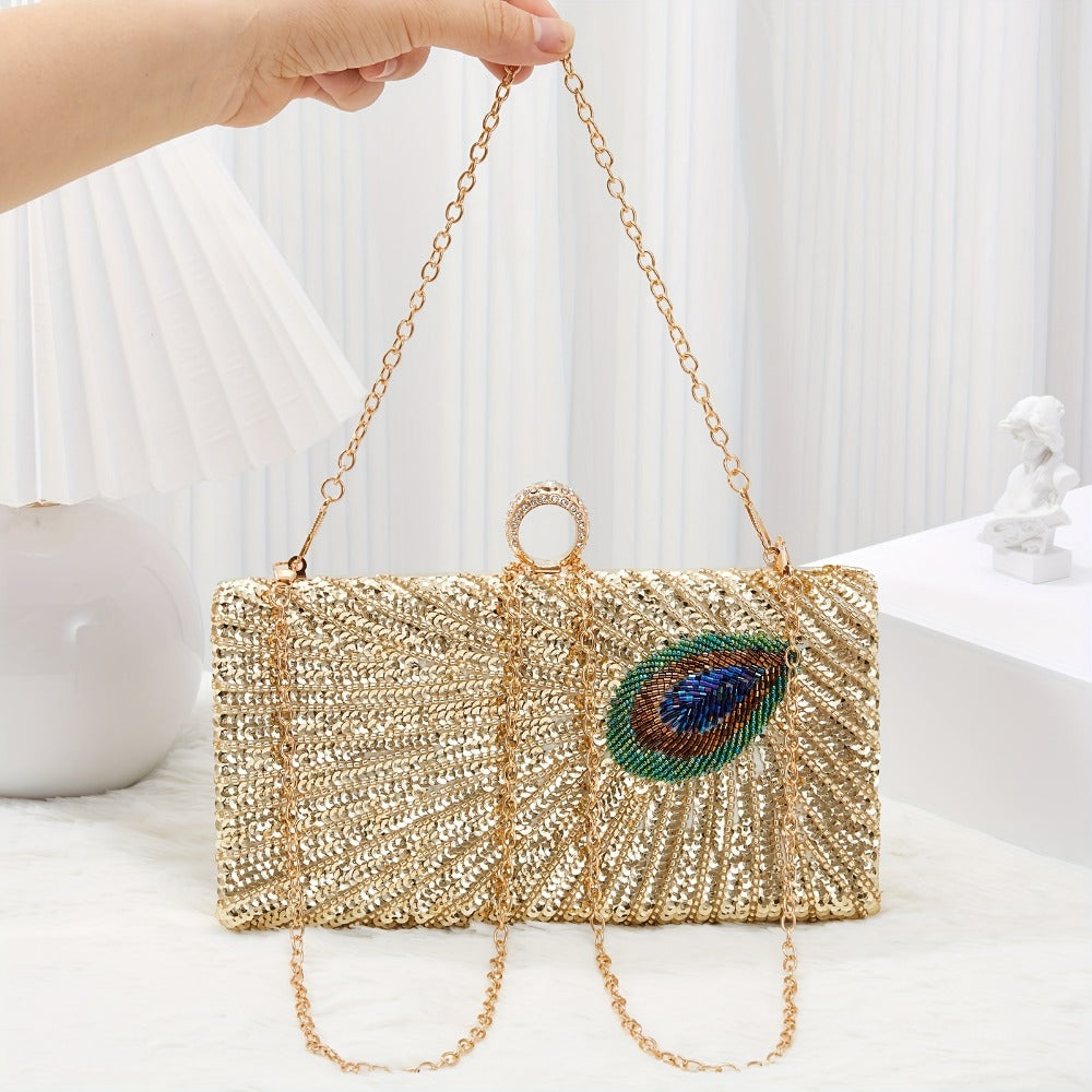 Women's Wallet – Peacock Feather Evening Clutch Vintage – detail view 8