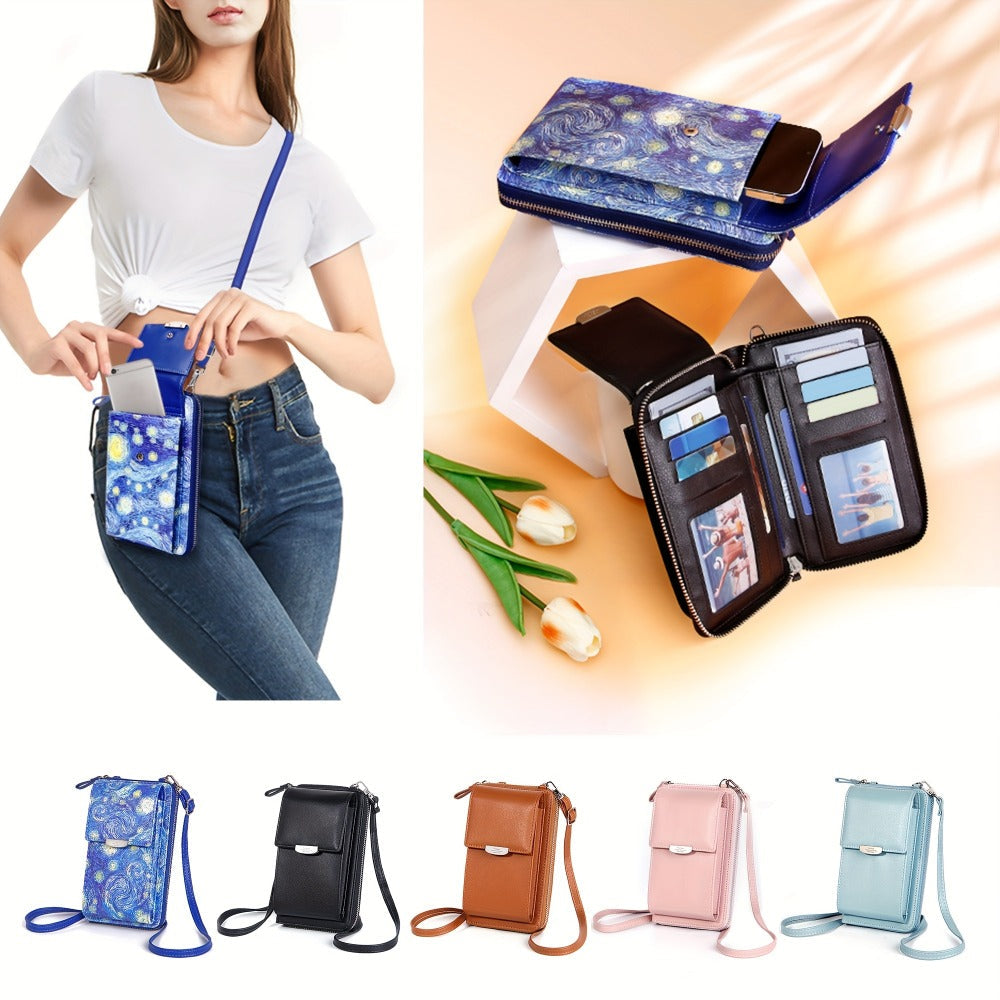 Women's Wallet – PU Leather, Adjustable Strap – front view