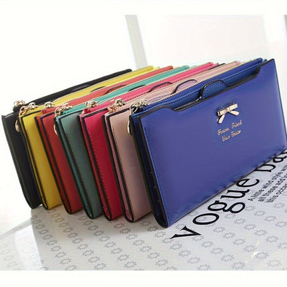Women's Wallet – PU Leather, Bowknot Long Pu Leather Zipper – alternate view