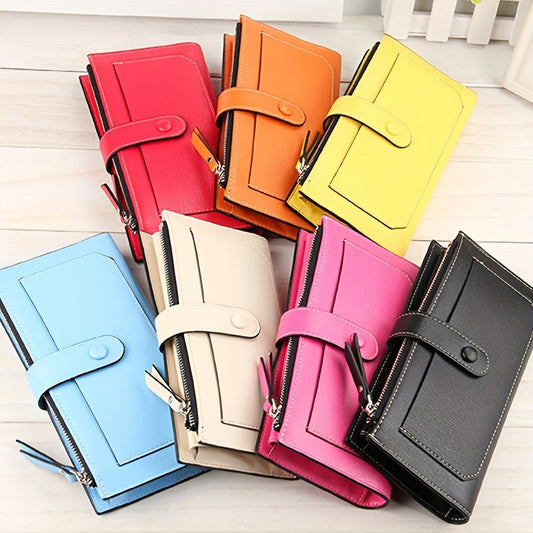 Women's Wallet – PU Leather, Large Capacity – front view