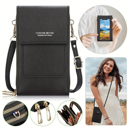 Women's Wallet – PU Leather, Mini, Adjustable Strap – front view