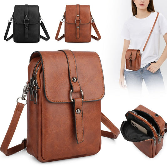 Women's Wallet – PU Leather, Mini, Adjustable Strap – front view