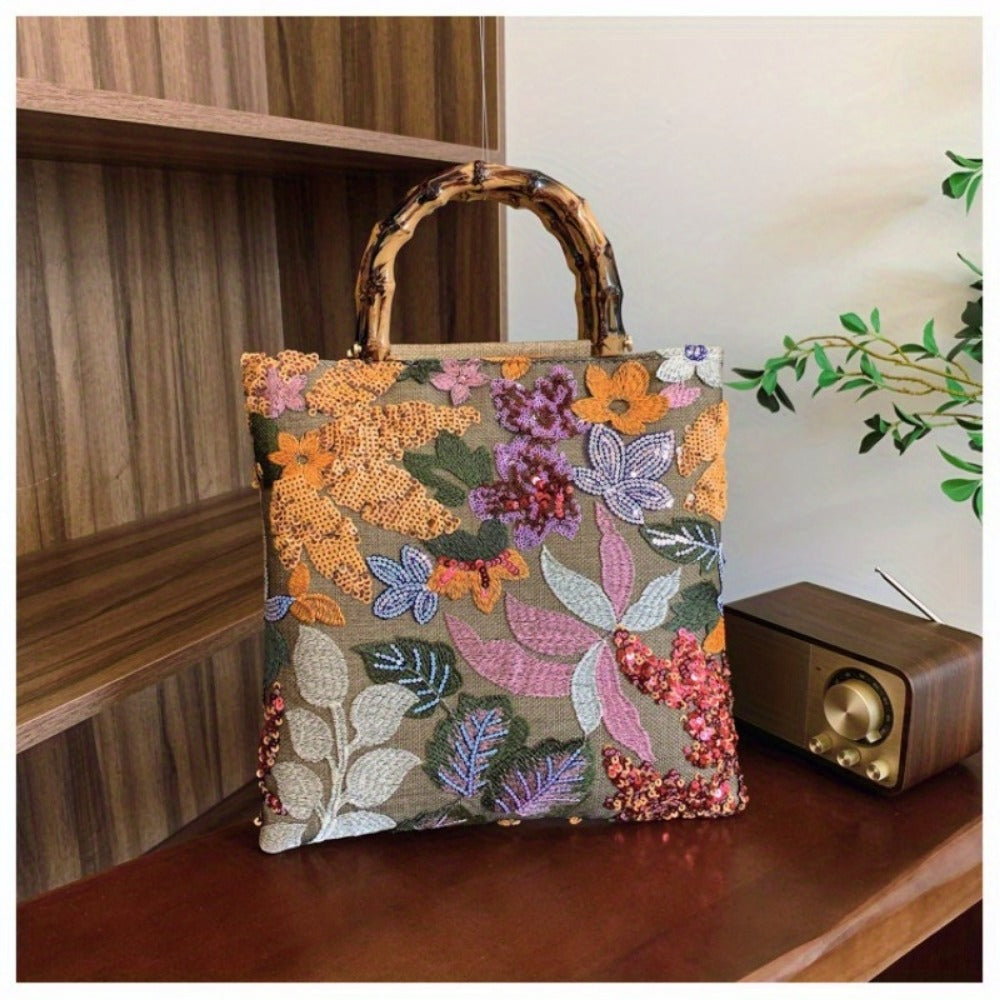 Women's Wallet – Retro Bamboo Handle Embroidery Sequin – detail view 12