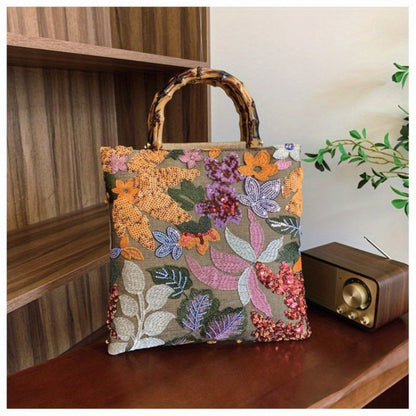 Women's Wallet – Retro Bamboo Handle Embroidery Sequin – detail view 12