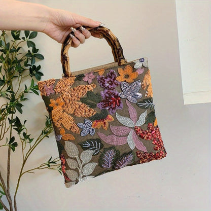 Women's Wallet – Retro Bamboo Handle Embroidery Sequin – detail view 6
