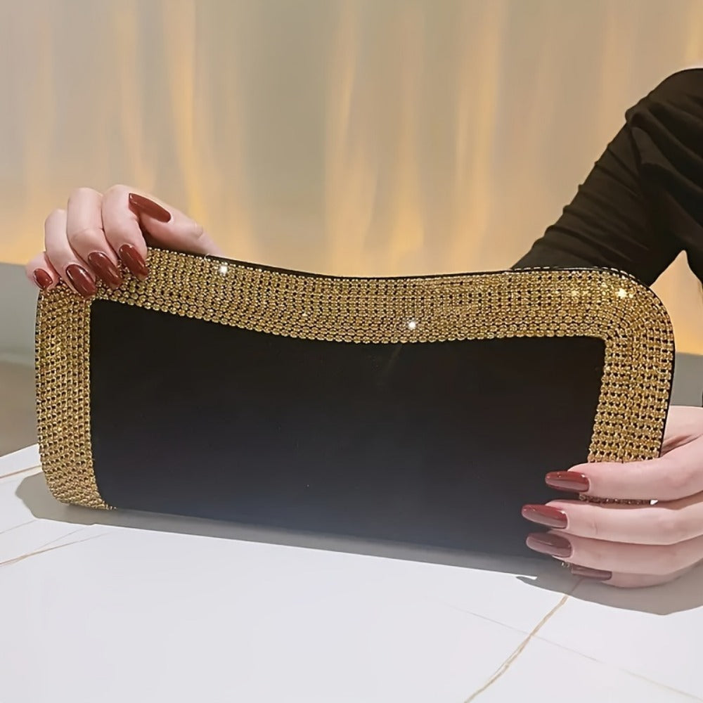 Women's Wallet – Rhinestone Clutch Kiss Lock Closure – detail view 2