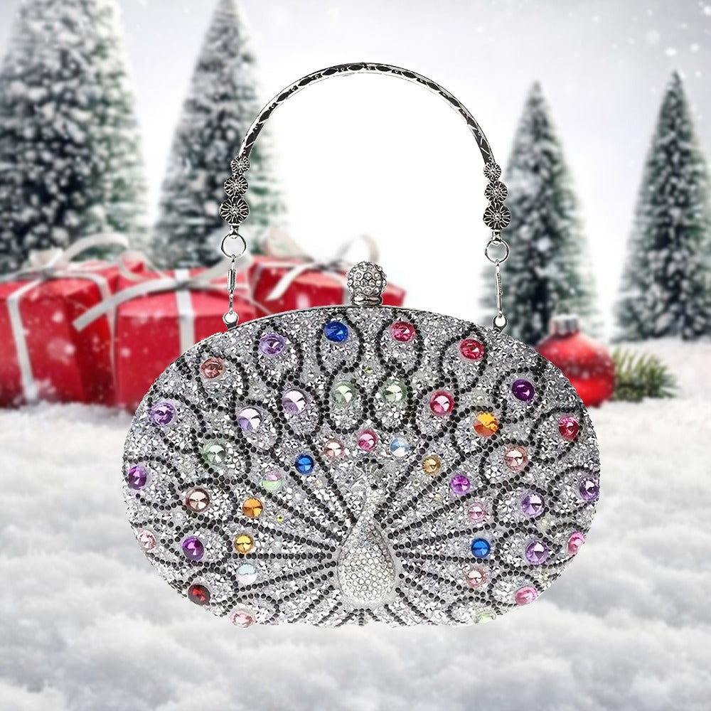 Women's Wallet – Rhinestone Clutch Round Clasp Evening – front view