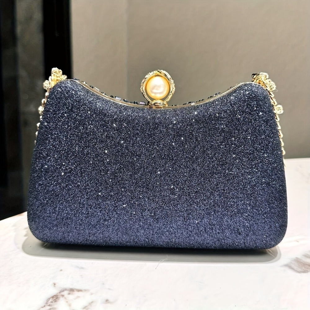 Women's Wallet – Rhinestone Clutch Striped Detachable Chain – detail view 3
