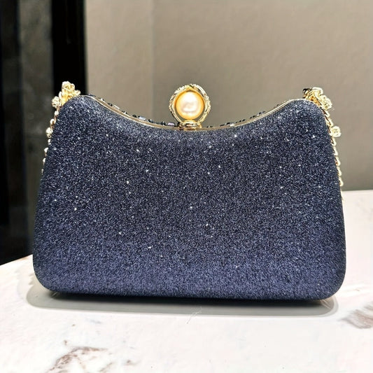 Women's Wallet – Rhinestone Clutch Striped Detachable Chain – detail view 3