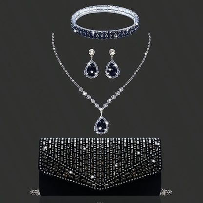 Women's Wallet – Rhinestone Evening Clutch Set Bracelet – detail view 2