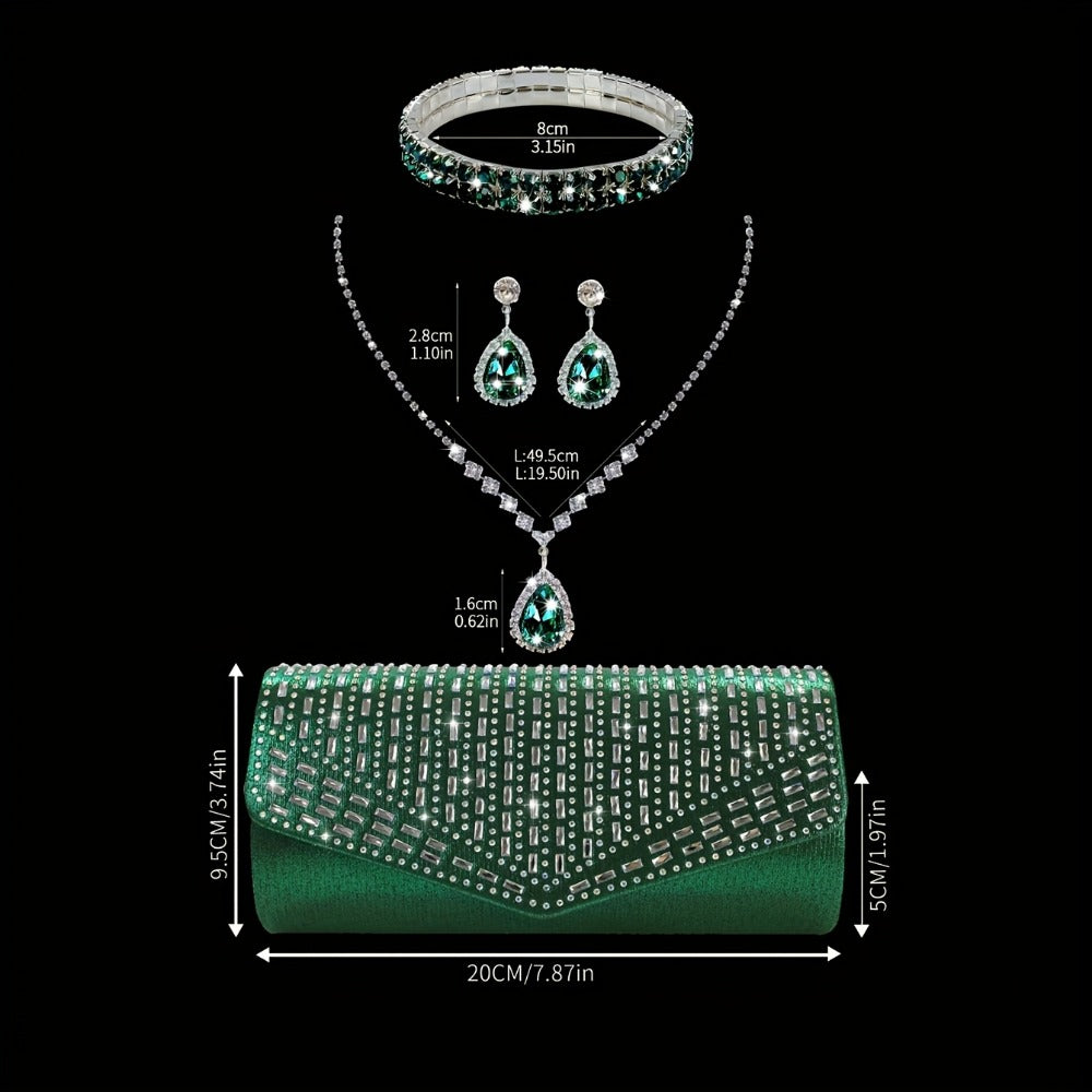 Women's Wallet – Rhinestone Evening Clutch Set Bracelet – detail view 5