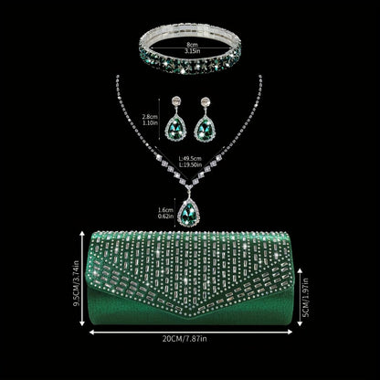 Women's Wallet – Rhinestone Evening Clutch Set Bracelet – detail view 5