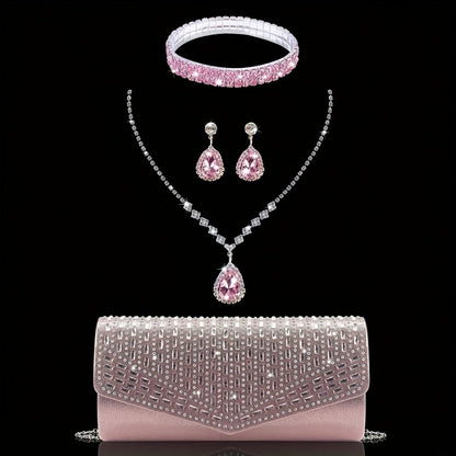 Women's Wallet – Rhinestone Evening Clutch Set Bracelet – detail view 6