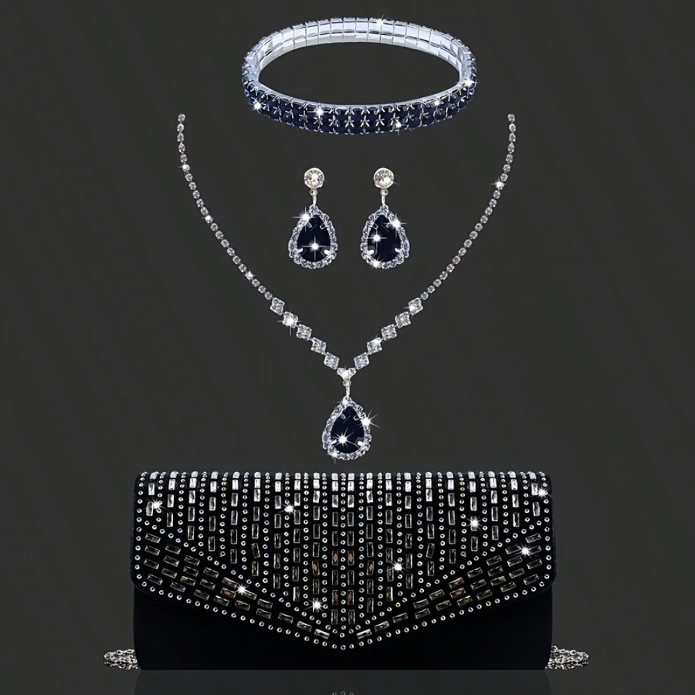 Women's Wallet – Rhinestone Evening Clutch Set Bracelet – detail view 8