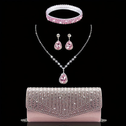 Women's Wallet – Rhinestone Evening Clutch Set Bracelet – alternate view