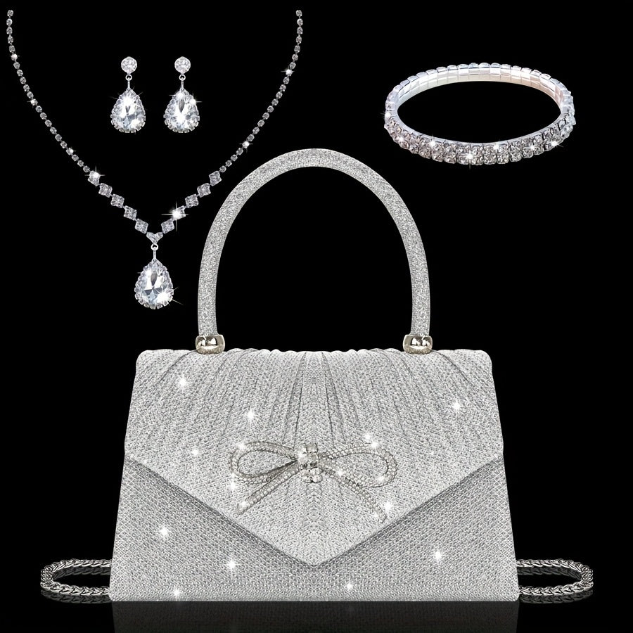 Women's Wallet – Sequin Clutch Rhinestone Jewelry Set – front view - product view 25