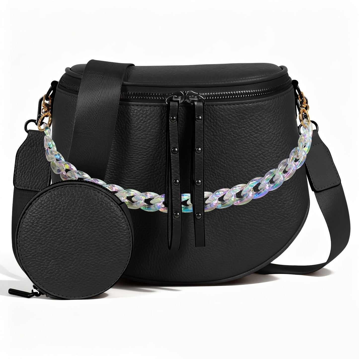 Women's Wallet – for Travel & Everyday Use, Chain Strap Set Adjustable Detachable – front view - product view 26