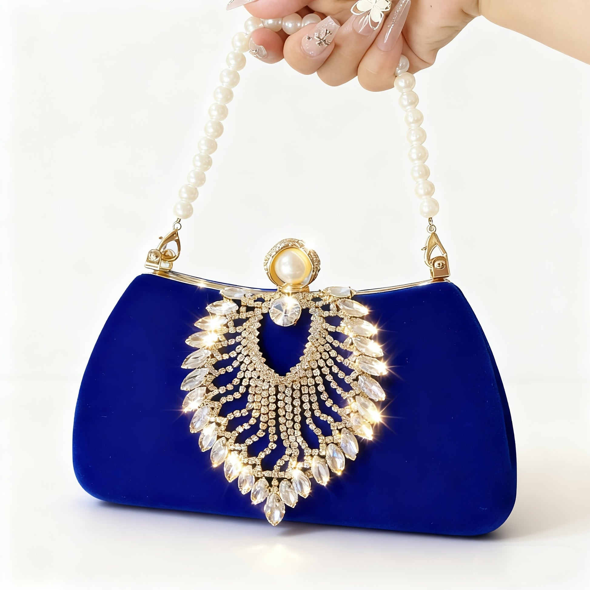 Women's Wallet – Velvet Evening Clutch Rhinestone Pearl – detail view 20