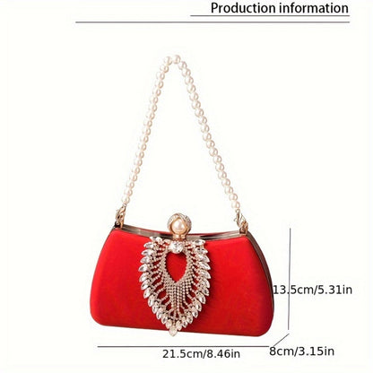 Women's Wallet – Velvet Evening Clutch Rhinestone Pearl – detail view 10