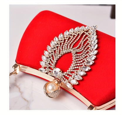 Women's Wallet – Velvet Evening Clutch Rhinestone Pearl – detail view 13